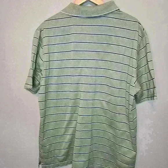 Men's Bobby Jones Golf Polo Size L Green with Navy Blue Stripes - Picture 7 of 8